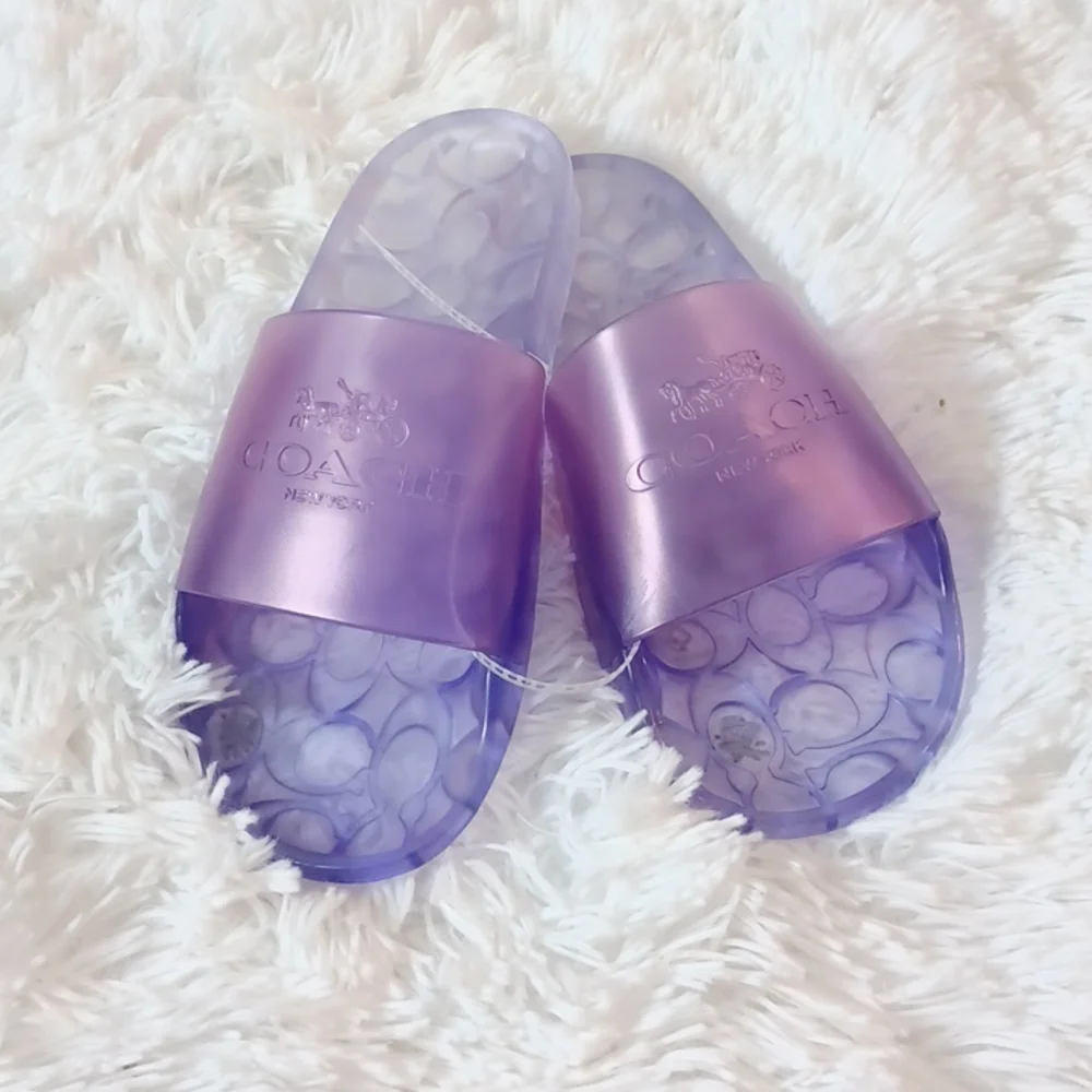 Coach Ulyssa Rubber Water Resistant Jelly Slide Sandals Purple Size 8 - Picture 2 of 9